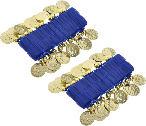 Vista 12 de Pulseras de muñeca y tobillo para danza del vientre, accesorio de disfraz de Halloween Negro