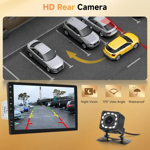 Vista 6 de Carplay inalámbrico de 9 pulgadas estéreo para automóvil con Android Auto, METEESER Bluetooth IPS pantalla táctil receptor de audio para auto