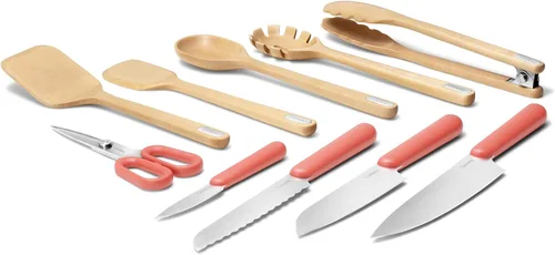 Vista 9 de Caraway Juego de cuchillos de cocina y juego de utensilios de madera Crema