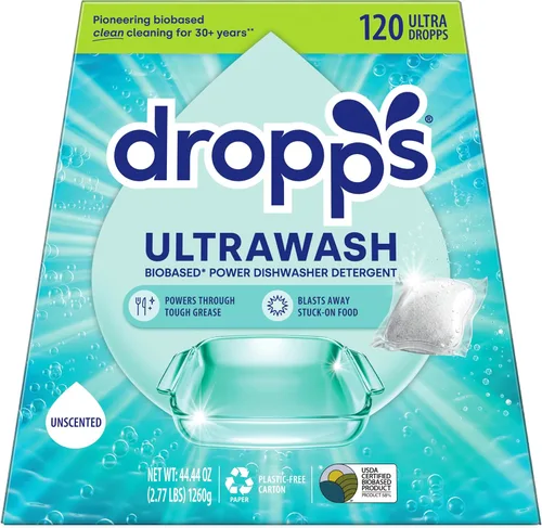 Vista 11 de Dropps UltraWash Cápsulas de detergente para lavavajillas, limón cítrico (32 unidades) – Comprimidos de detergente para lavavajillas de limpieza