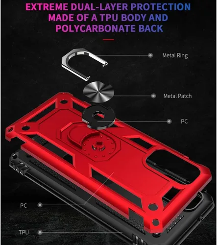 Vista 3 de Funda compatible con Samsung Galaxy S20 FE con protector de pantalla HD, grado militar, prueba de caídas de 16 pies, anillo, a prueba de golpes