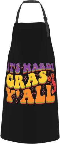 Vista 2 de LIFANGMI Adjustable It's Mardi Gras Y'all Apron For Men Women Waterproof With Pockets Bib Kitchen Cooking Chef Restaurant Aprons