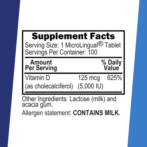 Vista 2 de Superior Source Tableta de vitamina D3 extra fuerte de 5,000 UI, 100 unidades (el embalaje puede variar)
