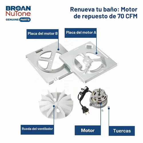 Vista 2 de [Usado] Broan-NuTone RE70BN - Kit de motor de repuesto de ventilador de escape de baño de 70 CFM, kit de motor de repuesto fácil de bricolaje