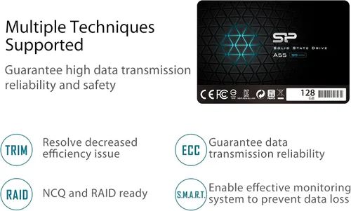 Vista 6 de Silicon Power - Paquete de 2 unidades de 128 GB SSD 3D NAND A55 SLC Cache Performance Boost SATA III 2.5" 7mm (0.28") Unidad interna de estado sólido