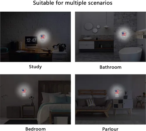 Vista 6 de Naanle Juego de 2 luces LED con sensor automático de la bandera estadounidense patriótica para el Día de la Independencia de Estados Unidos, 4