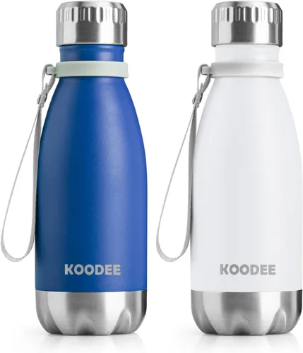 Vista 25 de koodee Botella de agua aislada (paquete de 2) botella de agua de doble pared de acero inoxidable 18/8, botella térmica de viaje con forma de cola