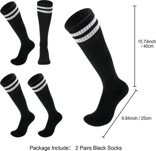 Vista 7 de 2 pares de calcetines de fútbol para niños de 5 a 12 años de edad transpirables calcetines de fútbol para niñas y niños calcetines de fútbol