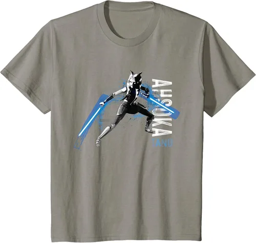 Vista 11 de Star Wars The Clone Wars Ahsoka Tano Dual Lightsabers Camiseta Asphalt Grey