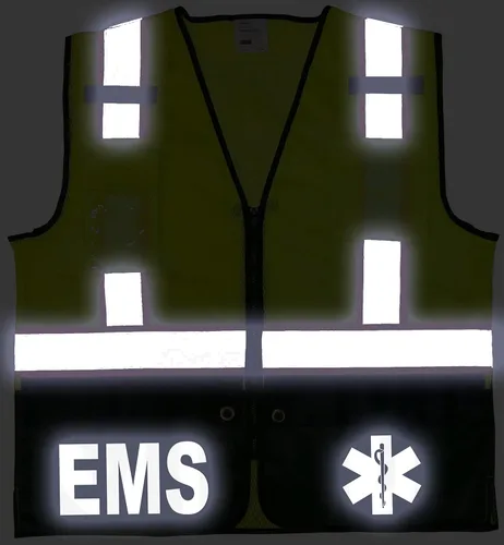 Vista 3 de Chaleco de seguridad EMS Survivor, Tipo R Clase 2, logotipos reflectantes con bolsillo trasero gigante.