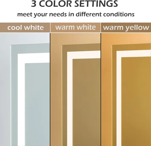 Vista 3 de HOMPEN Espejo de tocador con luces, espejo de maquillaje iluminado para mesa montado en la pared con luces, regulable, 3 modos, tiras de luz LED
