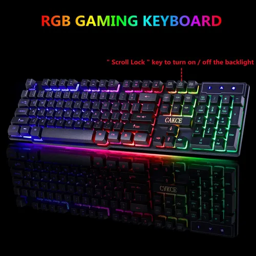 Vista 2 de RGB Gaming Keyboard and Colorful Mouse Combo,USB Wired LED Backlight Gaming Mouse and Keyboard for Laptop PC Computer Gaming and Work,Letter