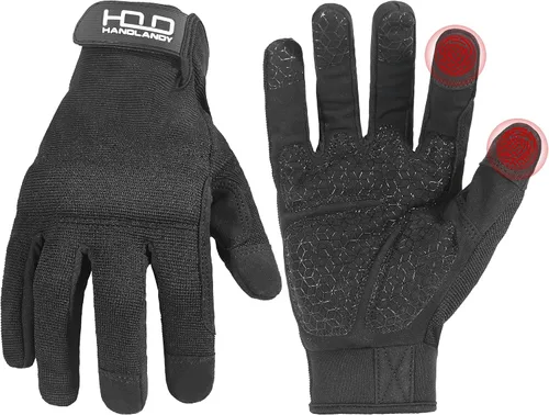 Vista 33 de HANDLANDY Guantes de trabajo para hombre y mujer, guantes de trabajo de mecánicos de uso general con pantalla táctil, guantes de trabajo flexibles