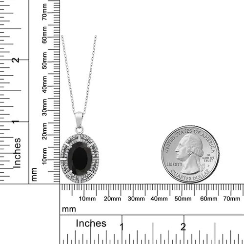 Vista 14 de Gem Stone King Collar con halo de dos filas de 5 a 10 quilates con piedra natal ovalada de 0.55 x 0.39 pulgadas en plata de ley 925 Collar