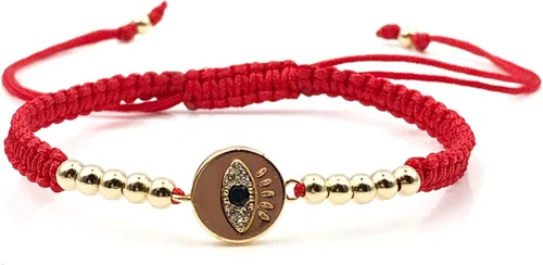 Vista 8 de Pulsera de cuerda ajustable tejida a mano con dije de mal de ojo de la suerte para la protección