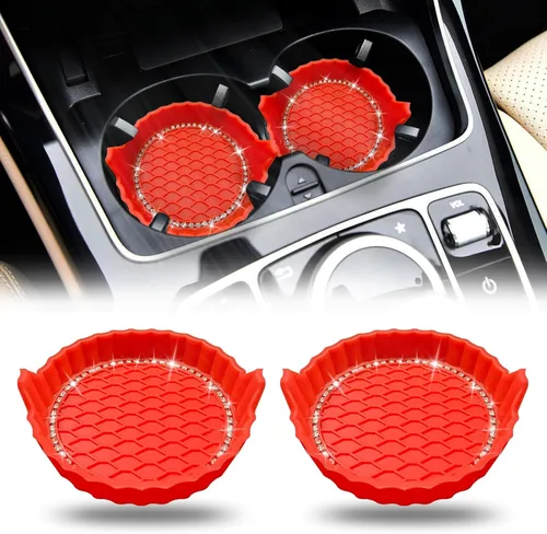 Vista 12 de Portavasos para automóvil, posavasos antideslizantes para automóvil, inserto universal para portavasos de automóvil, tapete de accesorios