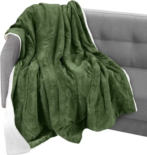 Vista 53 de Elegant Comfort Manta, Manta Reversible de Franela Sherpa, Ultra-Suave, Mullida, Acogedora y Afelpada - Manta Decorativa Ligera para Todas las Gris