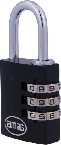 Vista 3 de Amig - Candado de seguridad - con combinación de dígitos - Código numérico - Sin llave - Aluminio - Negro - para taquillas de gimnasio, maletas