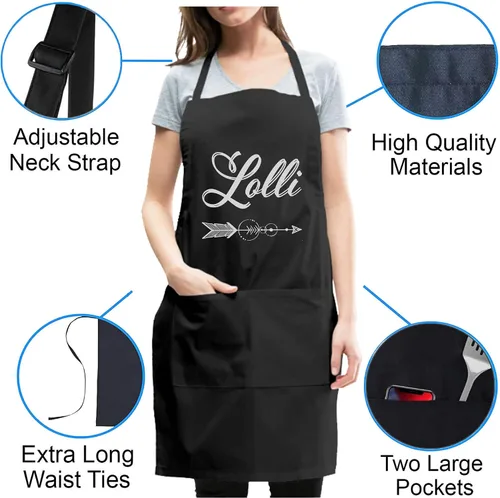 Vista 3 de Delantal de cocina para abuelas, talla única, Lolli Cool Grandmother Grandma Nana Delantales para hombres y mujeres, decoración del hogar, Negro