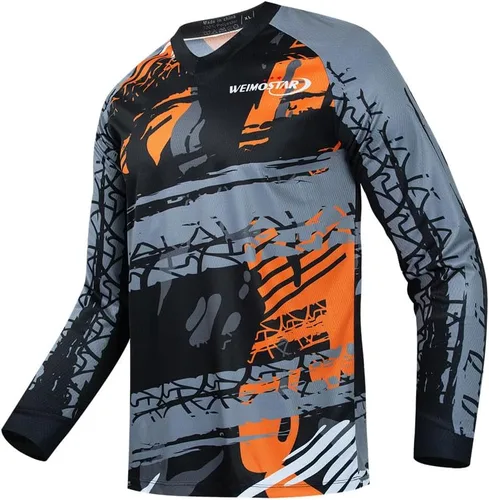 Vista 129 de Hotlion Camiseta de ciclismo para hombre, manga larga, MTB Motocross, ropa de carreras todoterreno