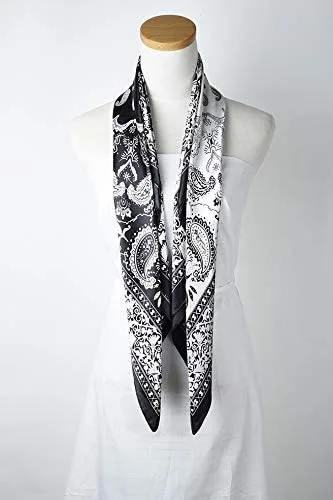 Vista 4 de corciova - Bufanda cuadrada grande para mujer, diadema sedosa para cabello rizado, lazo para dormir por la noche, bandana a la moda, 35 x 35 pulgadas