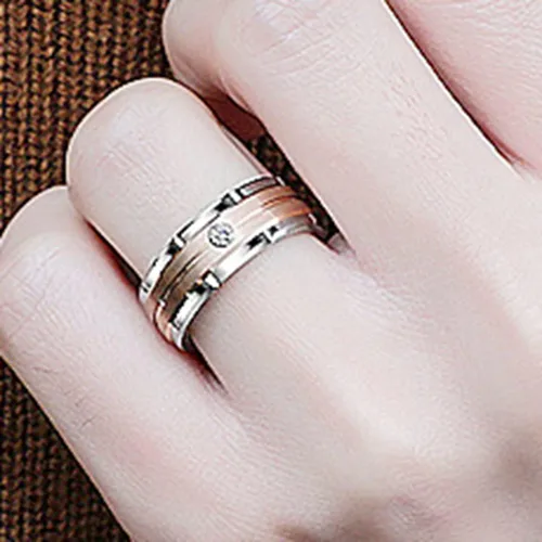Vista 4 de Jude Jewelers Anillo de boda de dos tonos de plata cepillada mate de acero inoxidable de 0.315 in