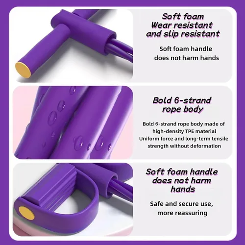 Vista 6 de Pedal Resistance Bands with Handles, 21 Fitness Resistance Bands-6 Tube, Resistance Bands with Handles Pedal, Stretch Bands for Exercise Sit Up