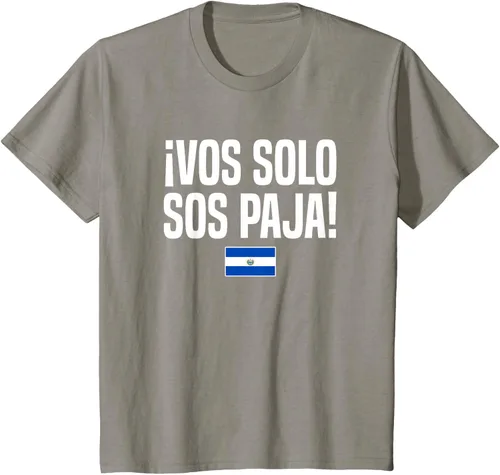 Vista 33 de Camiseta Vos Solo Sos Paja Salvadoran Slang Bandera de El Salvador, Negro