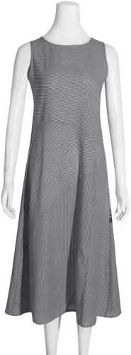 Vista 24 de Vestido de manga larga para mujer, casual, de algodón, lino, con botones, maxivestidos tipo caftán, blanco y azul