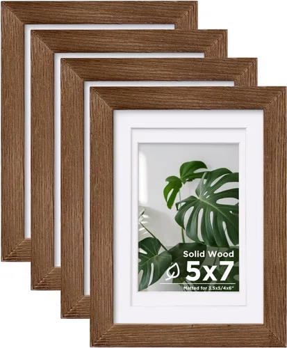 Vista 15 de Egofine - Juego de 4 portarretratos A4 de madera maciza y cubierta de plexiglás de 4 x 6/6 x 8 pulgadas con paspartú o A4 sin paspartú, para mesa