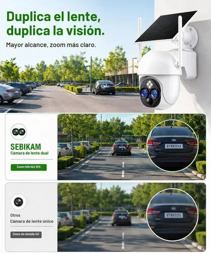 Vista 2 de Cámara de seguridad solar de doble lente inalámbrica