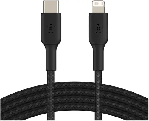 Vista 4 de Belkin BoostCharge - Cable USB C a Lightning trenzado de nailon de 3.3 pies/1M, con certificación MFi de 18 W con Entrega de Energía, cable de carga