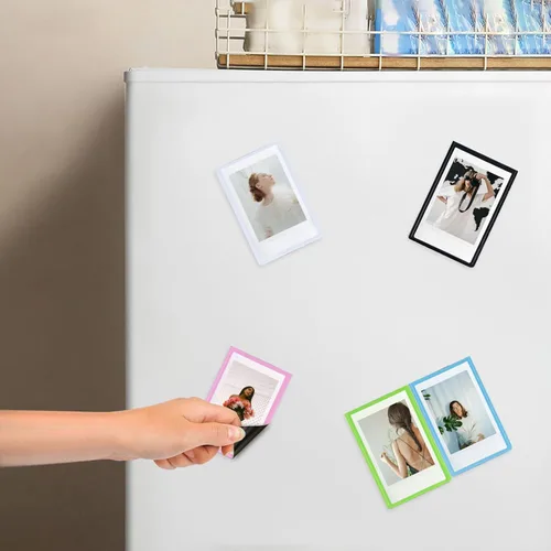 Vista 7 de Portarretratos magnéticos, 5 unidades, marcos magnéticos de PP, funda de fotos de 3 pulgadas, para decoración del refrigerador del hogar, para fotos