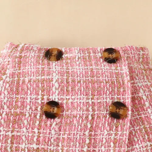 Vista 3 de Fernvia Conjunto de 2 piezas de minifalda de punto con volantes y cuello alto para bebé niña