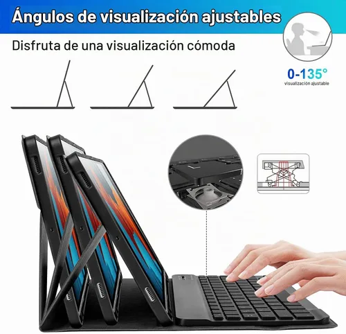 Vista 7 de LAMA Funda con teclado retroiluminado con mouse para Samsung Galaxy Tab S10 Lite/S10 FE/S9 FE de 10.9 pulgadas, funda delgada con teclado y mouse