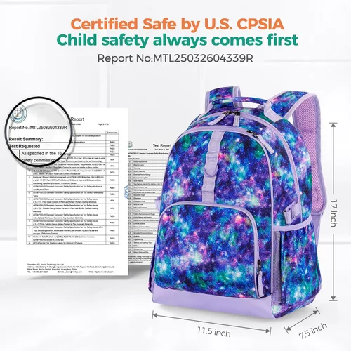 Vista 4 de Choco Mocha Mochila para niños de escuela primaria con correa para el pecho de 17 pulgadas, Gradiente de arco, 17 pulg., Classic