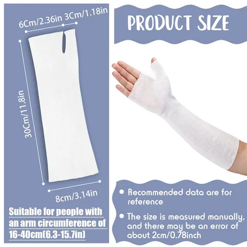 Vista 2 de Nuanchu Tubo tubular de algodón para envoltura, brazo elástico fundido para cosplay, brazo, muñeca, pulgar, envolturas suaves