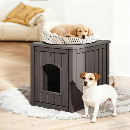 Vista 12 de Fancyango Casa para perros – Mueble para perreras para exteriores e interiores, refugio resistente a la intemperie para perros pequeños y medianos