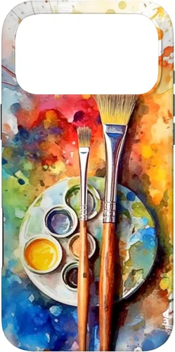 Vista 22 de Watercolor Paints Paleta y pincel pintor artista caso para iPhone 17