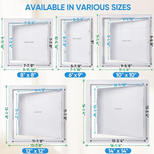 Vista 5 de TICONN Panel de acceso para paneles de yeso, 6 x 9 pulgadas, cubierta de plástico ABS para pared, puertas de acceso, panel de acceso fácil