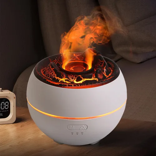Vista 8 de YALEDI Difusor de Aceite Esencial, Difusor de Aromaterapia de Llama de Fuego Volcánico, Humidificador Ultrasónico de Niebla Fría de 360ml, Difusor