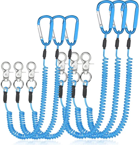 Vista 10 de Woanger Paquete de 6 Cordones de Pesca de Alambre de Acero Enrollado Cordones para Herramientas Cordones para Herramientas de Mano Kayak Correa