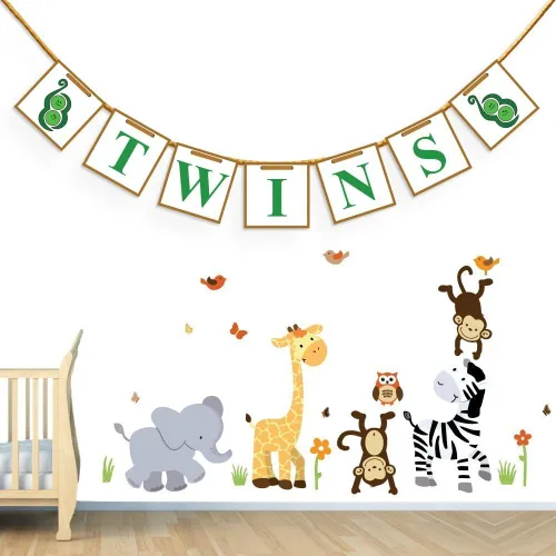 Vista 3 de [usa-sales] Twins Baby Shower Banner guirnalda, Baby Shower Decoraciones, Photo Booth props, nuevo diseño contemporáneo de usasales vendedor