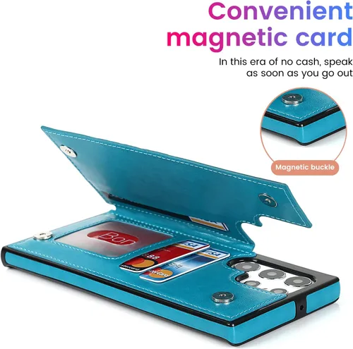 Vista 5 de Asuwish Funda compatible con Samsung Galaxy S22 Ultra 5G y protector de pantalla de vidrio templado, accesorios para celda, ranura para tarjetero