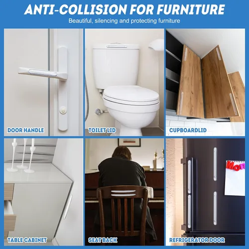 Vista 6 de Protector de pared de silicona transparente para puerta de gabinete, protector de pared para automóvil, adhesivo anticolisión, protectores