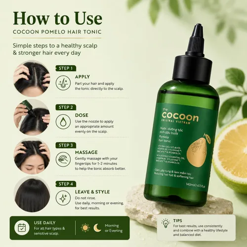 Vista 5 de Cocoon - Tónico capilar con aceite de pomelo. Tratamiento de suero para el cuero cabelludo 100% vegano para adelgazamiento, daño y rotura