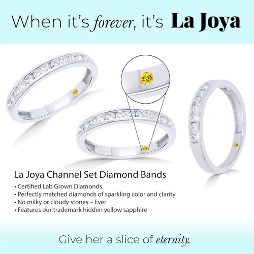 Vista 3 de La Joya 16 - 12 CT TW Certified Lab Created Diamond Channel Rings - Sparkling 10k Solid Gold Wedding Band, Stackable Band, Promise Ring and
