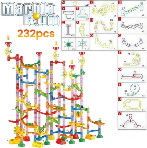 Vista 6 de 232 PCS Marble Run, STEM Building Toys with 45 Colourful Plastic Marbles