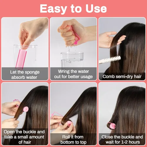 Vista 4 de MAQIHAN 40 rodillos de espuma para el cabello - rodillos de esponja de 0.98 pulgadas para rizadores de cabello sin calor para cabello corto/largo