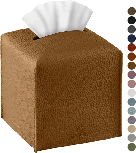Vista 28 de Funda para Caja de Pañuelos, Jeethemy Porta Caja de Pañuelos Cuadrada de Cuero PU, Moderno Estuche de Pañuelos Organizador Dispensador de Papel